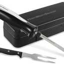 Hamilton Beach Set Electric Carving Knife for Meats, Poultry, Bread, Crafting Foam and More, Storage Case and Serving Fork Included, Black (74277)