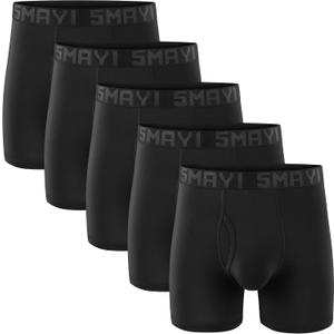 Mens Viscose from Bamboo Boxer Briefs Soft Breathable Underwear for Men Stretch Fit Moisture-Wicking (Black, L)