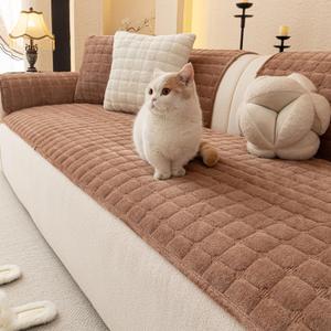 Velvet Couch Covers for Dogs, Dog Sectional Couch Covers, Pet Couchs Cover for Loveseat, Couchs Protector for Dogs, Sectional Sofa Cover for Pet Washable(1PC,Dark Brown,27.6"59")