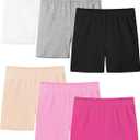 Resinta 6 Pack Girls Bike Shorts Under Dress Dance Cartwheel Shorts for Toddler Kids Summer Clothes Multicolor, 5-6Y