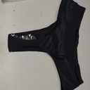 Women's Sexy High Waisted Thong V Cut Bikini Bottom Cheeky Brazilian Swimsuit Bottom (Black, L)