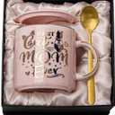 Cat Mom Gifts for Women, Cat Gifts for Cat Lovers - Best Cat Mom Ever - 14oz Pink Ceramic Marble Gold Pattern Coffee Mug with Gift Box, Christmas gifts for Crazy Cat Lady, Mom Wife Daughter Friends