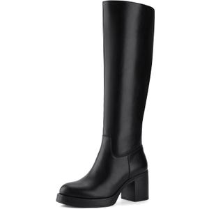 Shoe'N Tale Platform Knee High Boots for Women Block Chunky Heel Round Toe Side Zipper Tall Boots, Size 6