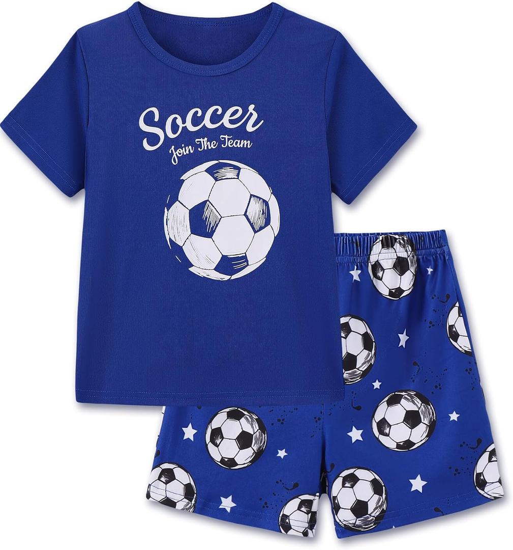 Mikrdoo Boys Pajamas Short Sleeve Summer PJs 2 Piece Sleepwear for Kids Size 2-14 Years (White, XL)
