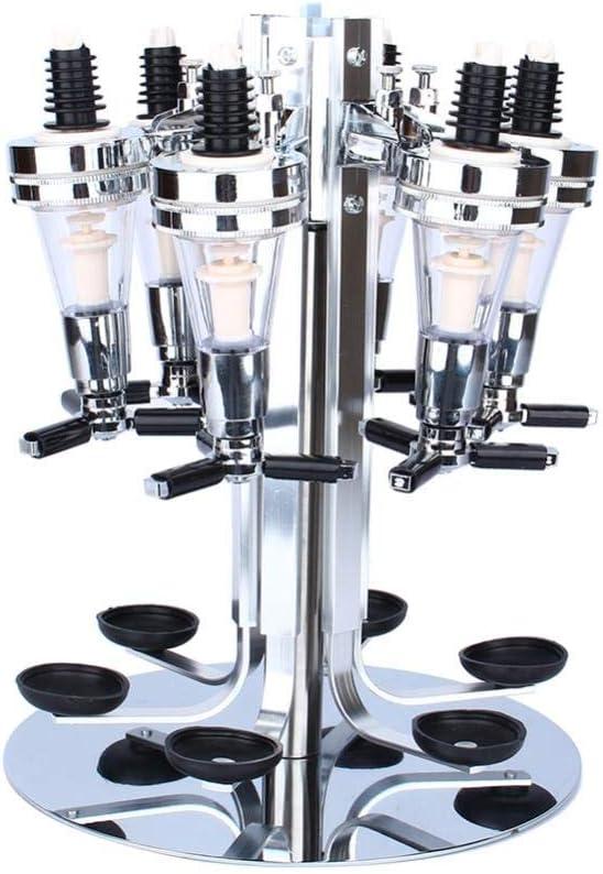 Liquor Dispenser, 6 Bottle Revolving Alcohol Rotating Dispenser, Beer Alcohol Bottle Beverage Dispenser Racks, Cocktail Dispenser Station W Holder for Home Party Bar