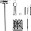 Watch Link Removal Kit, All Metal Watch Strap Link Removal, Sizing Kit with Pin Punches, Extra Pins, Hammer for Watch Band Strap Adjustment