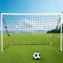Warmyou Folding Backyard Soccer Goal - 12x6FT or 10x6.6FT, Portable Training Net for Kids & Adults with Carry Bag & 4 Ground Stakes