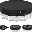 QH.HOME 15ft Round Pool Cover,[Ultimate Windproof & Tear-Resistant Fabric],Snug Fit with Patented Ratchet & Weight Rings,Solar Pool Cover for Above Ground Pools, Blocks Leaves &Waterproof