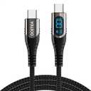 USB C to USB C Cable (100W 5A), 2M PD Fast Charging Cable Type C Nylon Braided Cable with LED Display for iPhone 15/15 Pro/15 Plus/15 Pro Max, MacBook, iPad, Galaxy S23 S22, Pixel