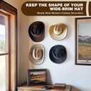 Cowboy Hat Holder Rack for Wall, 4 Pack Hat Hooks with Non-Damage Brim Design, Rustic Wood Hats Hanger on Wall to Keep Original Shape of Hats, for Home, Closet, Entryway, Cabin, Western Room Decor