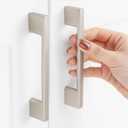 ASKANO 10 Pack 3-3/4 Inch Hole Centers, Brushed Nickel Cabinet Pulls Satin Nickel Cabinet Handles Silver Kitchen Hardware for Cabinets ZP2205 Drawer Bedroom Dresser Bathroom Vanity Cupboard Closet