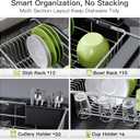 JASIWAY Dish Drying Rack in Sink, Expandable Stainless Steel Dish Drainers for Kitchen Counter, Dish Dryer Rack for Inside Sink, Over The Sink Dish Racks with Utensil Holder, Silver