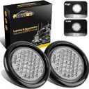 Partsam 2pcs 4" Round LED Trailer Tail Lights - 40 White LED Reverse Back up Trailer Lights for RV Trucks, Waterproof Sealed Round led Reverse Fog Lights Flush Mount for Truck Trailer Boat Bus