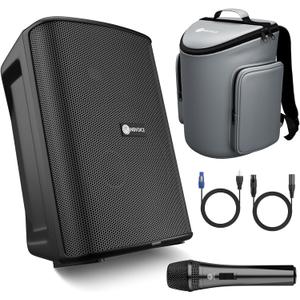 All-in-1 Portable Speaker System, Powerful Bass, 2-Way Powered 8" Bluetooth Speaker Wireless PA System with Bag, 180w Karaoke Machine with Mic
