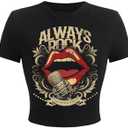 SOLY HUX Women's Short Sleeve Crop Tops Y2k Funny Graphic Crew Neck Tees Streetwear T-Shirts, Size M