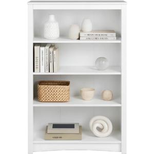 Prepac Sonoma 4-Tier Bookcase 48"H with 3 Adjustable Shelves, White Storage Cabinet, Modern Display Cabinet, Bookshelf with Storage Shelves for Home Office, Living Room Organizer