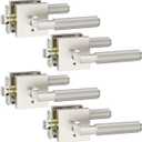 Asidrama 4 Pack Brushed Satin Nickel Privacy Door Handles, Door Lever with Door Knobs Indoor for Bedroom or Bathroom, Heavy Duty Door Handles Interior with Locks for Left Right Sided Doors