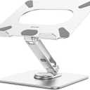 BESIGN LSX7 Laptop Stand with 360 Rotating Base, Ergonomic Adjustable Notebook Riser Holder Compatible with Air, Pro, Dell, HP, Lenovo More 10-15.6" Laptops (Silver)