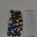 24Pcs 16MM Momentary Push Button on Off Switch Assorted Red Green Yellow Blue White Black,3A 250V AC 2-Pin Self-Resetting Mini Round Switch