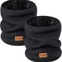 Winter Neck Gaiters & Ski Mask,Winter Fleece Neck Warmer Face for Men &Women Windproof Gift (Black*black)