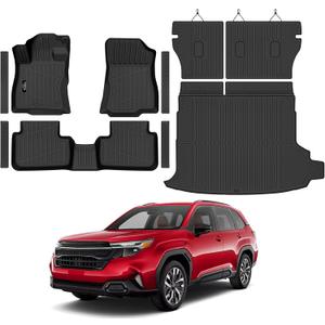 Floor Mats & Cargo Mat & Backrest Mat Custom for Forester Hybrid 2025 2026 | Door Sill Guards, All Weather TPE Full Set Floor Liners Trunk Mat for Forester 2025 Plug-in Hybrid Accessories, Black