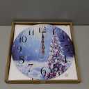 10 Inch Wall Clock Wooden Christmas Tree Battery Operated Wall Clocks Silent Non-Ticking Square Wall Clock for Living Room Kitchen Home Office Wall Decorative Clocks