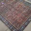 Loloi Layla Collection LAY-01 Brick/Blue 5'-0" x 7'-6" .13" Thick Area Rug, Soft, Durable, Vintage Inspired, Distressed, Low Pile, Non-Shedding, Easy Clean, Printed, Living Room Rug