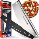 KitchenStar 16-Inch Pizza Cutter Rocker Blade - Sharp Stainless Steel Slicer Knife, Protective Cover, Dishwasher Safe, Large - Professional Pizza Oven Accessories