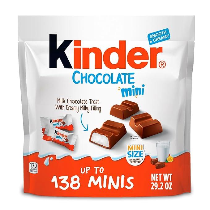 Kinder Chocolate Mini, 29.2 oz Bulk Pack, Up to 138 Minis, Milk Chocolate Bar with Creamy Milky Filling, Individually Wrapped Candy, BBD: AUG 24, 2025
