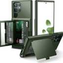 WeLoveCase for Samsung Galaxy S22 Ultra Wallet Case with Credit Card Holder & Hidden Mirror, All-Round Protection Shockproof Phone Cover Designed for Samsung Galaxy S22 Ultra, 6.8 Inch Green