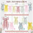 Spring Floral Bow Garland, Pink Gingham Fabric Bow Banner, Vintage Spring Flower Bows Hanging Garland for Mantel Wall Decor, Garden Floral Baby Shower, Birthday, Wedding, Flower Tea Party Decorations