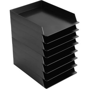 Wenqik 20 Pcs Stackable Paper Trays Rectangular Plastic Desk Holder Desktop Document File Organizer Storage Letter for Back to School Office Classroom (Black)