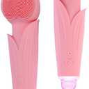 Facial Sonic Cleansing Brush, Rechargeable Waterproof Exfoliating Makeup Remover Massage Electric Cleansing Instrument, Men's and Women's Facial Wash - Pink