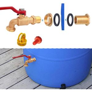 Rain Barrel Spigot Kit, Brass Water Barrel Faucet for Bucket, Water Tanks, Tubs, Pools etc