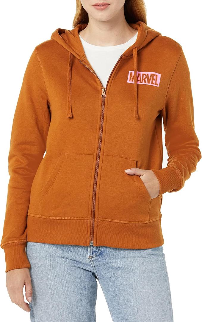 3 x Amazon Essentials Disney | Marvel | Star Wars Women's Fleece Full-Zip Hoodie Sweatshirts (Available in Plus Size) (Brown, XS)