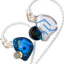KZ ZS10 Pro Noise Cancelling Monitor Headphones, in Ear Monitors for Musician Singer, 4BA+1DD in-Ear HiFi Earphones with Stainless Steel Faceplate, 2Pin Detachable IEM Cable (Meteor Blue, without Mic)