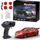 1:64 Scale Mini RC Drift Car, 2.4GHz 4WD Full Proportional Model Vehicle with LED Lights, Racing Sport Toy for Adults Teens (Red)