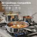 Tri-Ply Stainless Steel Cookware Set, 10pcs Pots and Pans Set Non Toxic
PFOA Free, Oven Safe to 900℉, Dishwasher Safe, All Cooktop Compatible