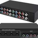 Component AV Video Switch Box 4 in 1 Out, BolAAzuL 4 Port 5 RCA YPbPr Cable RGB Component AV Switcher Selector Converter 4-Way Plug & Play for Retro Gaming PS2 Wii Xbox DVD Player TV