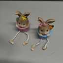 Lulu Home Easter Bunny Figurine, Set of 2 Resin Pot Bunny Shelf Sitters with Dangling Legs, Cute Modern Easter Statue Tabletop Sculpture Centerpieces Decorations