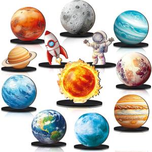 12 Pcs Space Theme Party Decorations Outer Space Honeycomb Centerpieces Table Topper Solar System Planet Galaxy Astronaut Birthday Party Decorations for Boys Kids Home Baby Shower Supplies