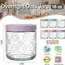 6 pack 16 oz Overnight Oats Containers with Lids, Glass Food Storage Container, Airtight Salad Jars, Mason Jars for Overnight Oats, Yogurt, Oatmeal, Salad, Coffee, Spices