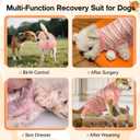 HeavenEye Dog Surgery Recovery Suit Onesies-Soft Cone Alternative for Female & Male Dogs, Post-Op Protective Wear, Stop Licking, Comfy Body Suit for Spay/Neuter After Surgery (Striped Pink,L)