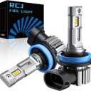 H11 Bulbs, H8 H9 Fog Light Bulbs 16000LM Super Bright 6000K Cool White, Real 1:1 Design, Plug and Play, Canbus Ready, Pack of 2