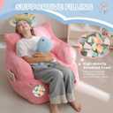 MAXYOYO Kids Bean Bag Chair, Stuffed Toddler Bean Bag Sofa with Filler Bean Bag Chair for Boys and Girls, Lazy Sofa with Pocket Floor Chair for Gaming, Reading, Pink