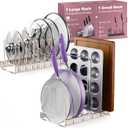 Better Things Home 14+ Dual Pan and Pot Lid Organizer Rack Set for Cabinet - Includes 1 Large Rack & 1 Compact Rack for Bakeware, Lids & Pans (White Sand, PAN + LID SET)