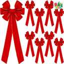 JOYIN 3PCS Big Red Velvet Christmas Bows, 30.7" Long by 10.6" Wide Giant Velvet Decor for Christmas Tree, Large Wreath Bows, Indoor Outdoor Holiday Xmas Decorations