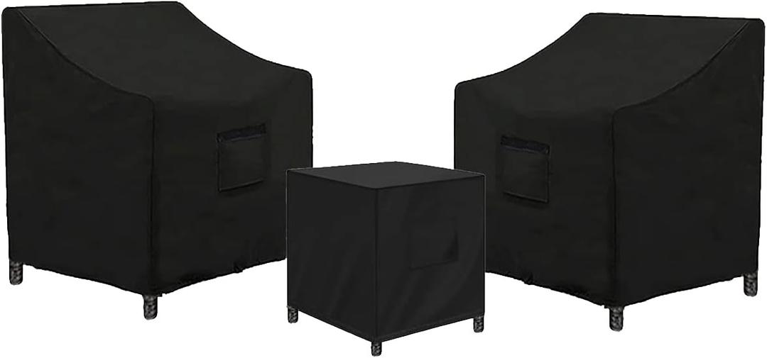 SIRUITON 3 Piece Outdoor Veranda Patio Garden Furniture Cover Set with 600D Durable and Water Resistant Fabric,Fit for Outdoor Wicker Patio Furniture Sets/Rattan Chair Conversation Sets-Balck