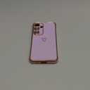 ZTOFERA for Samsung Galaxy S25 5G Case,Cute Plating Edge Love Hearts Pattern with Camera Lens Protection Phone Case for Galaxy S25 5G 6.2",Purple