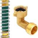 Uenede Brass 3/4" GHT Thread 5.5 Inches Length Garden Hose Extension Protector and 90° Elbow Swivel Garden Hose Connector Adapter Kit